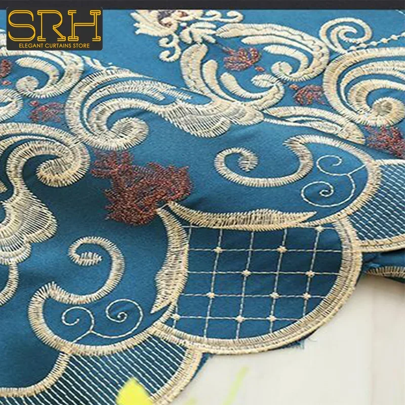 European Luxury Blackout Curtains for Living Room Bedroom High-end High-precision Window Decor Custom Blue Embroidered Tulle