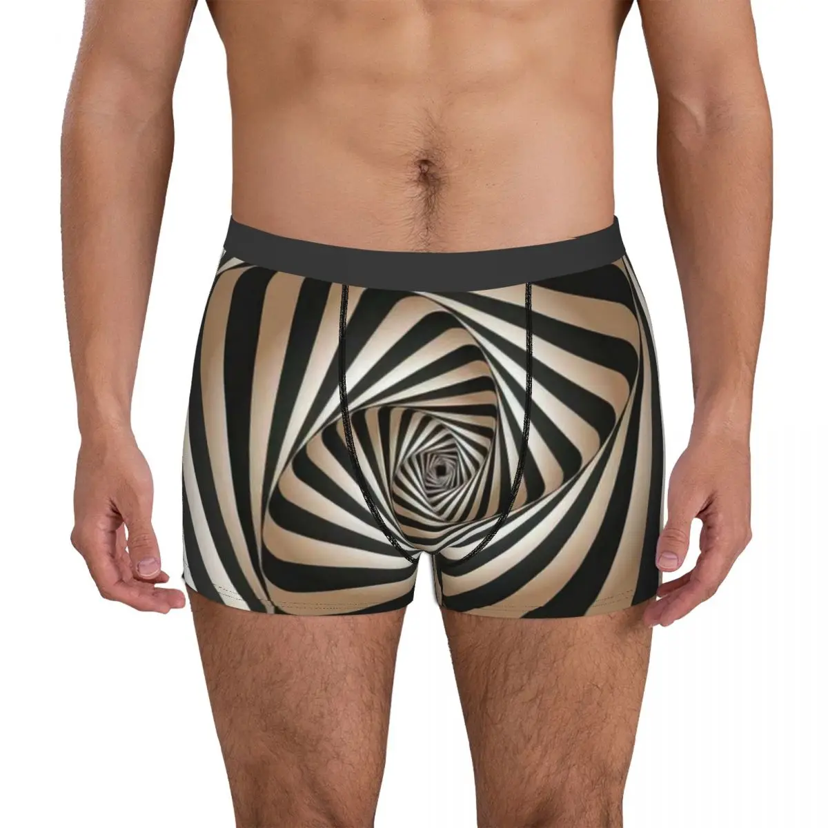 

Geometric, And Illusion 3D Monotone Mystery Vortex Underpants Breathbale Panties Male Underwear Print Shorts Boxer Briefs