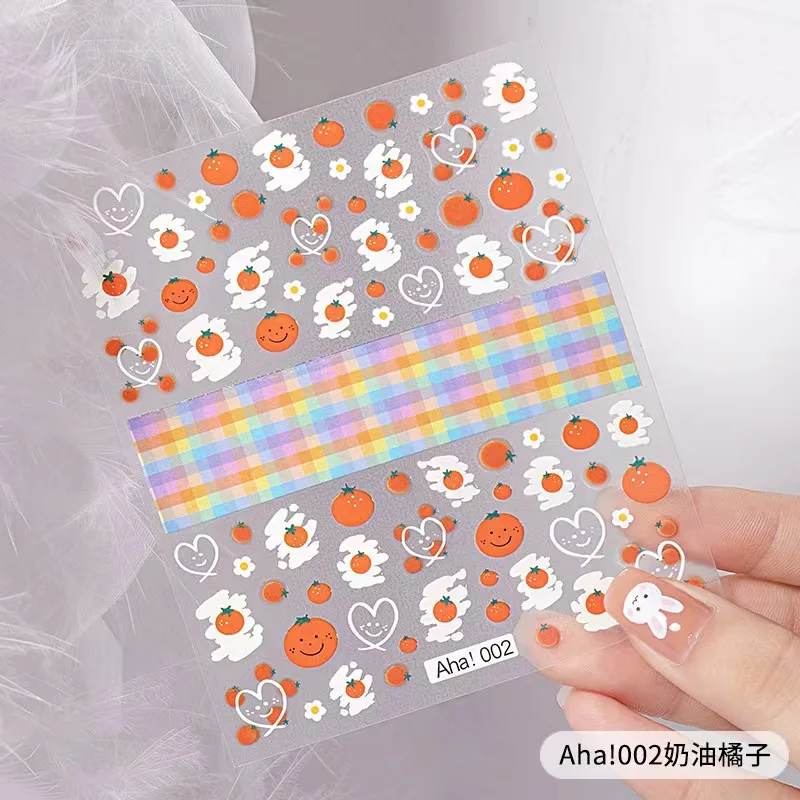 1 sheet Nail Decal Cherry Water Peach Summer vitality girl Cream orange fruit nail decal Fashion design accessories