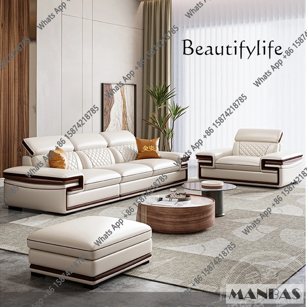 

Комплект диванов J MANBAS из премиальной итальянской натуральной кожи для гостиной с регулируемыми подголовниками, Bluetooth-колонкой и беспроводной зарядкой