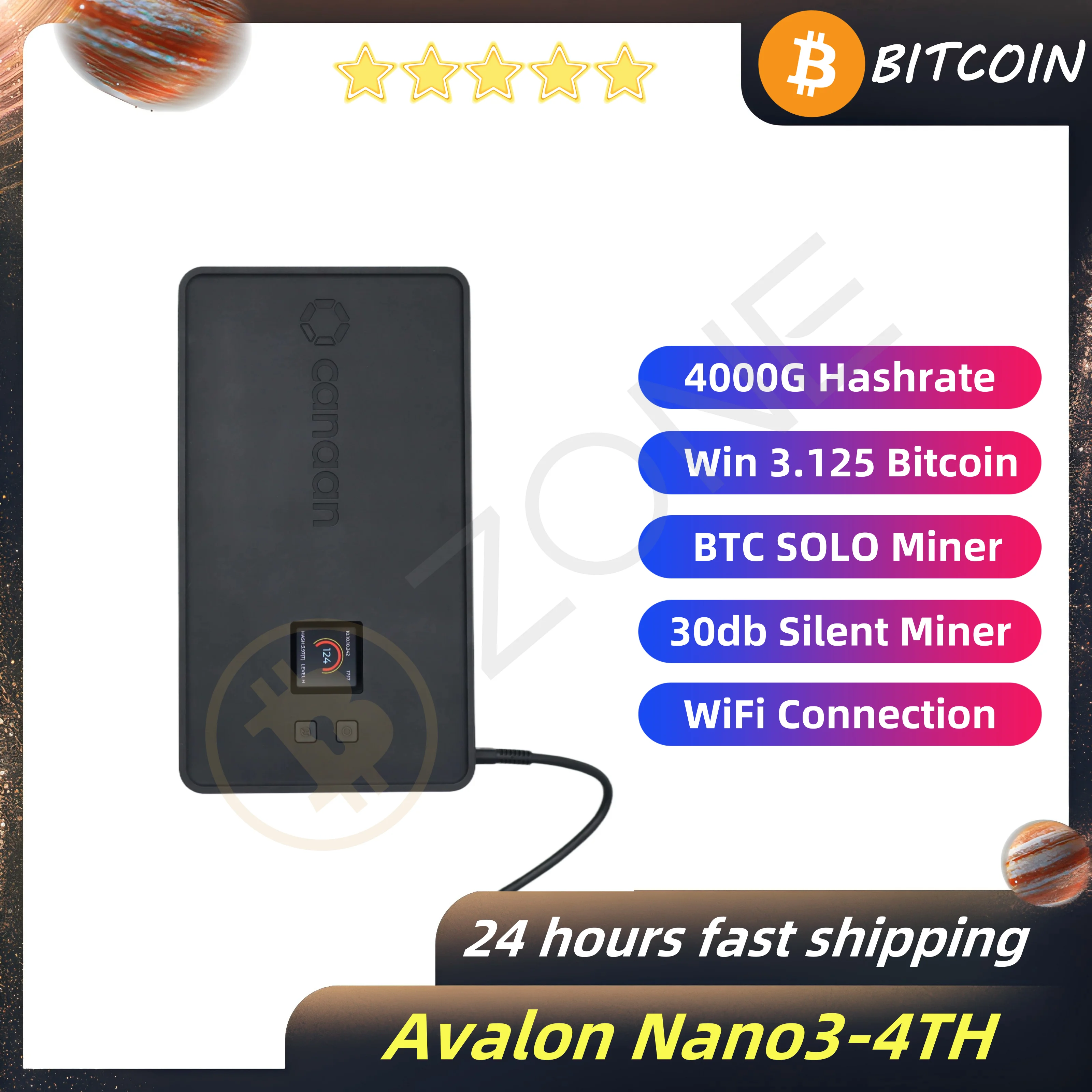 

Fast Shipping New Arrival Canaan Avalon nano3 4TH/S Hashrate 140W Bitcoin Miner BTC Lotto Machine with 28V 5A Power Supply