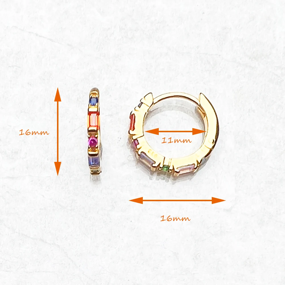 Kreolische Creolen mit Scharnier, bunte Steine, europäischer Stil, feiner Schmuck, Geschenk aus massivem 925er-Sterlingsilber für Frauen – Detail 2