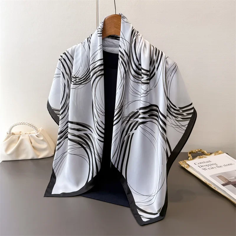

Fashion Kerchief Silk Satin Neck Scarf for Women Print Hijab Female 90cm Square Shawl Wrap Scarves Lady Bufanda Pashmina Poncho