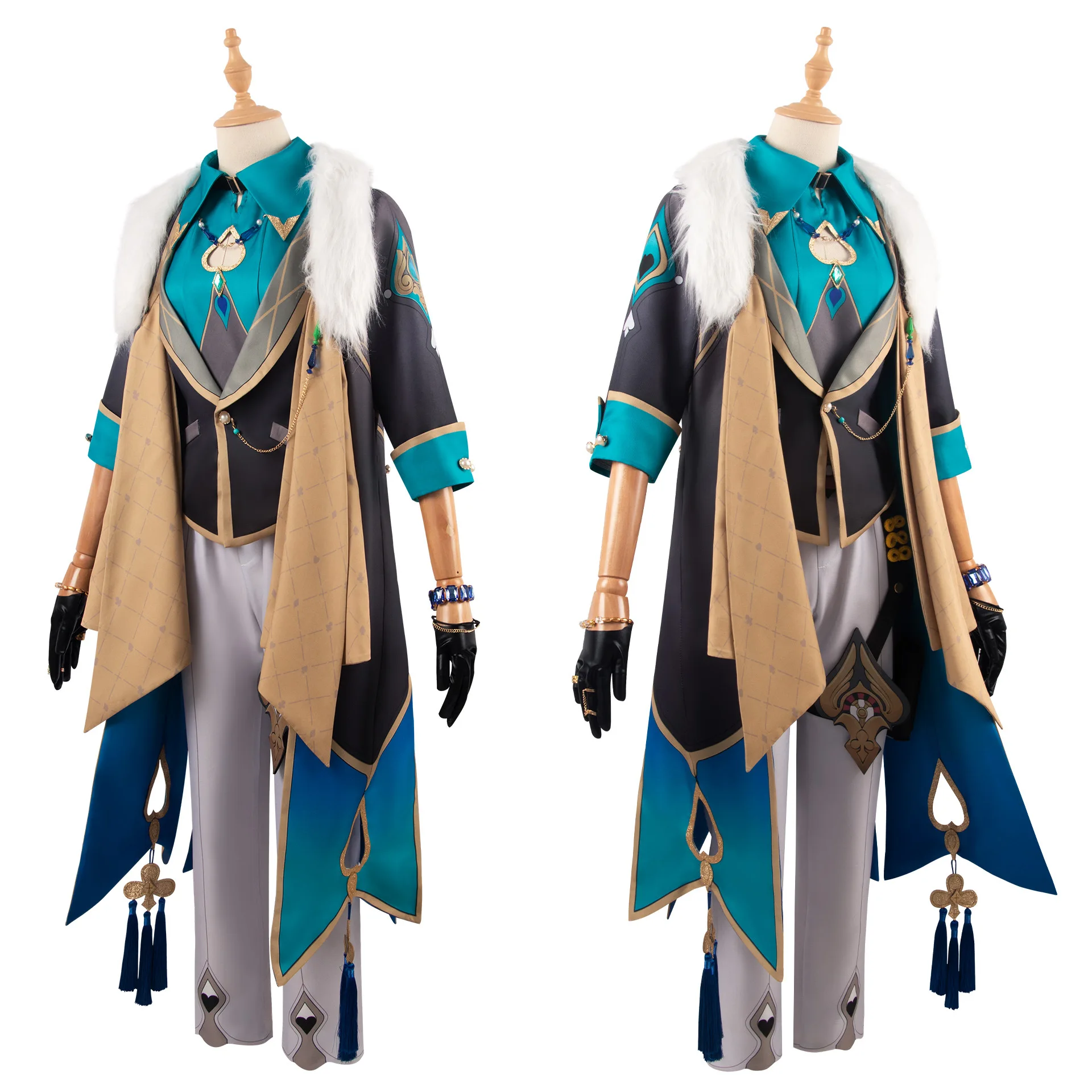 Honkai Star Rail Aventurine Cosplay Costume Earrings Hat Full Set Uniform Halloween Carnival Party Suit for Adult Men Outfits