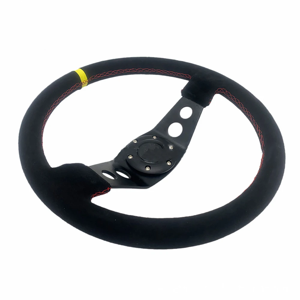 14 Inch 350MM Universal Frosted Steering Wheel Deep Concave Suede Steering Wheel Car Accessories Personalization