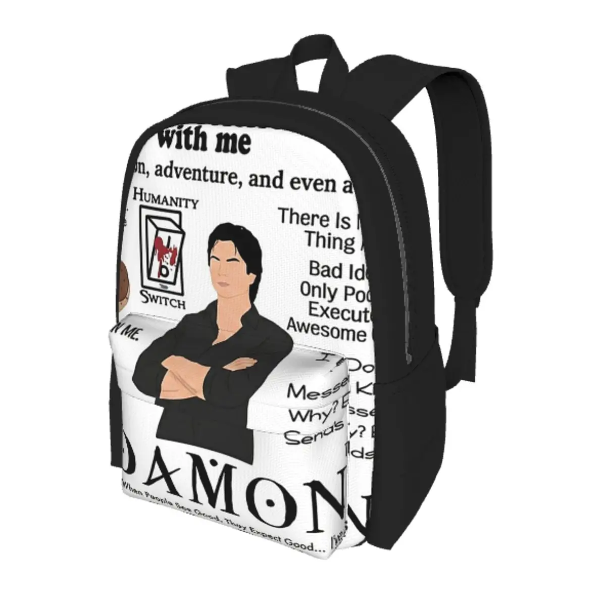 

The Vampire Diaries Damon Salvatore TV Series Backpack School Bag Hiking Travel Daypack for Men Women Bookbag Shoulder Bags
