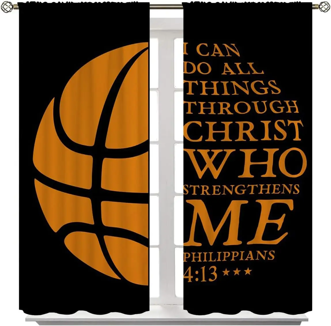 Basketball Blackout Curtains for Boy Girl Room Darkening Decor,Sport Theme and Motto Dark Background Bedroom Living Room Home