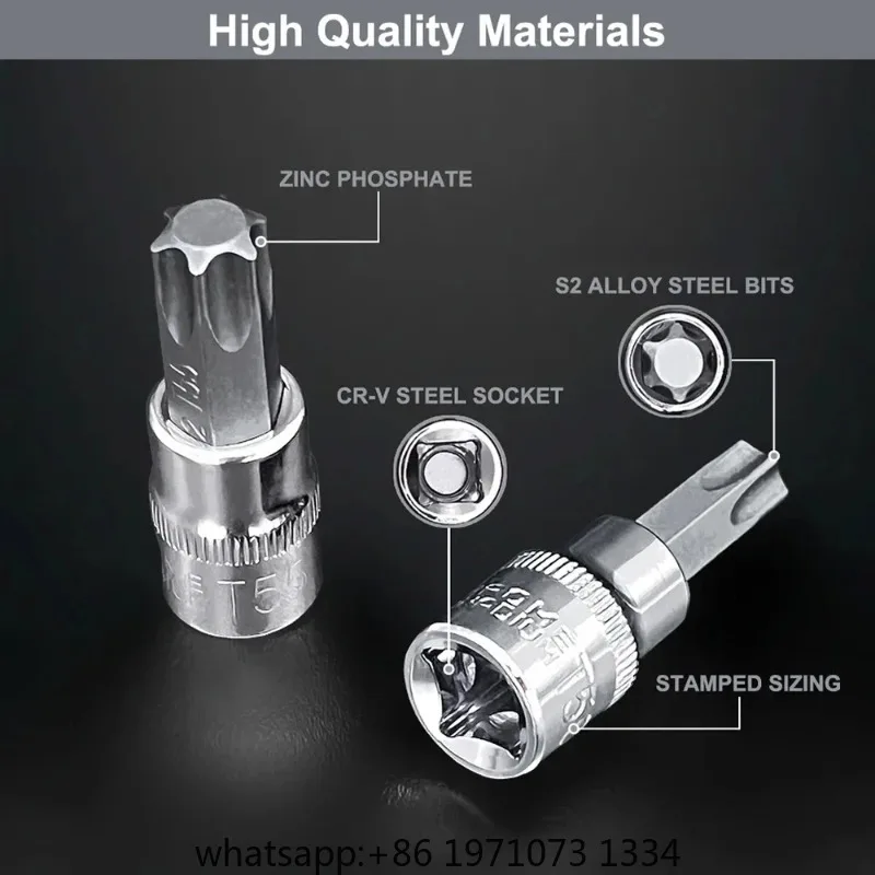 13pcs Torx Key Set Auto Repair Tools Impact Socket Wrench Head Bicycle Car Mechanical Workshop Screwdriver Kit
