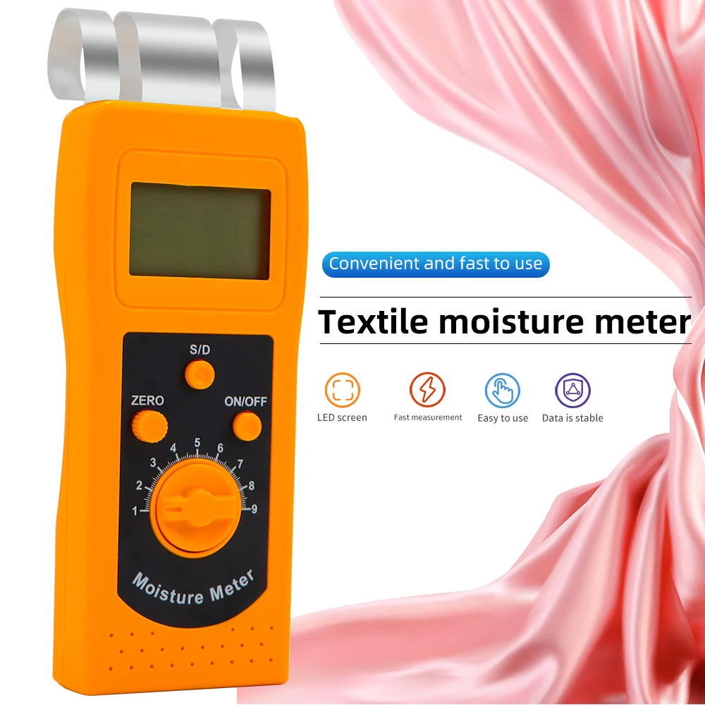 

Digital Textile Moisture Meter DM200T Garment Clothes Yarn Leather Wood Humidity Tester Textile Materials Moisture Analyzer