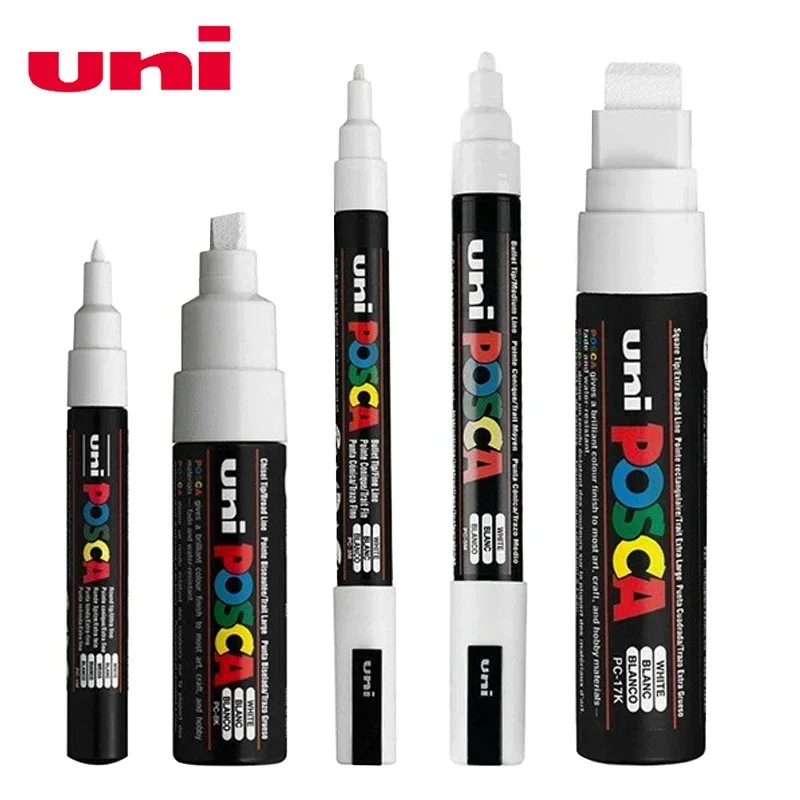 Marcadores Acrílicos Blancos UNI Posca, Rotuladores Permanentes Resistentes al Agua, No se Desvanecen, Rotuladores para Pósteres POP, Rotuladores para Publicidad y Graffiti