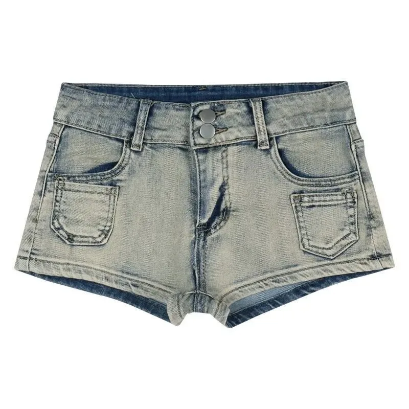 Shorts für Damen, französischer romantischer Stil, hohe Taille, mit Perlen verziert, Rüschenrand, Schnürung, Tweed, Knopfdetails, eleganter Vintage-Flair