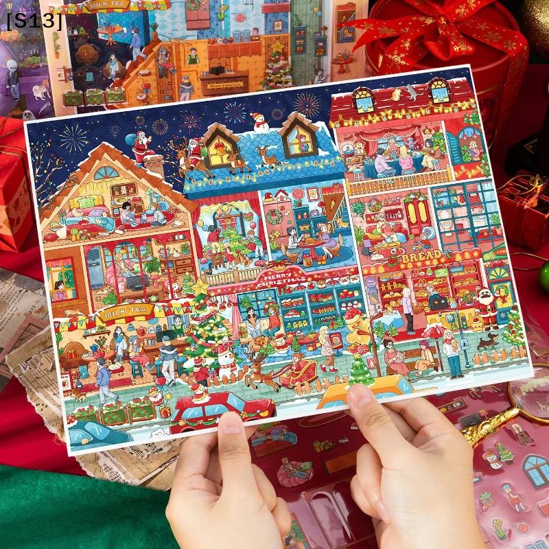 

Plus Size Kawaii Christmas Year Series 3D Cartoon Miniature Scene Stickers Creative Collage DIY Scrapbook Stacking Stickers[S13]