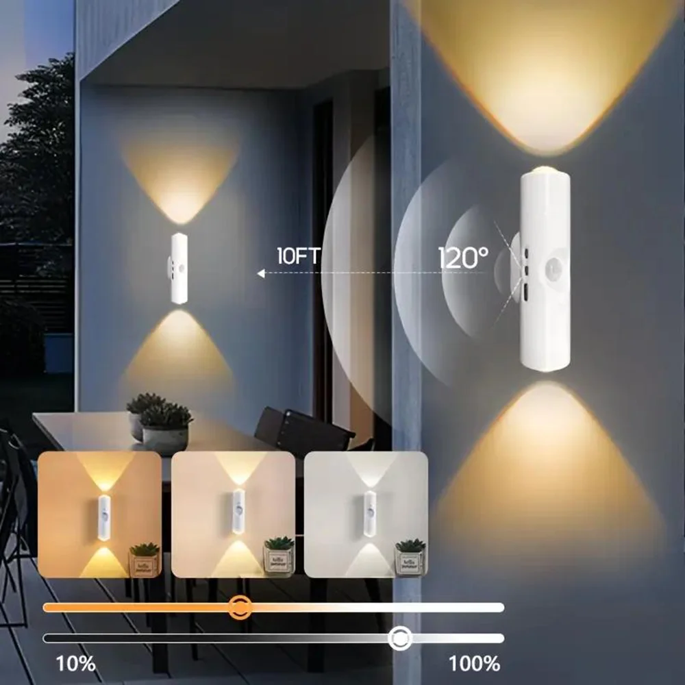 ضوء ليلي LED قابل لإعادة الشحن عبر USB مع مستشعر حركة مناسب للمدخل والطاولات بجانب السرير والمكاتب وخزائن الملابس
