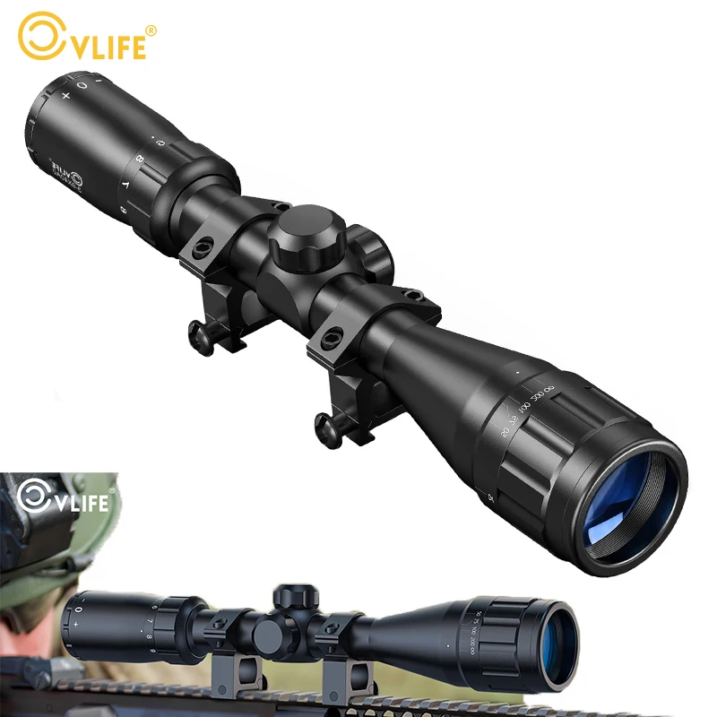 

CVLIFE Riflescope Airsoft 3-9x40 AO Optics R4 Reticle Crosshair with Free 20mm Mounts Adjustable Objective Lens Rifle Scope