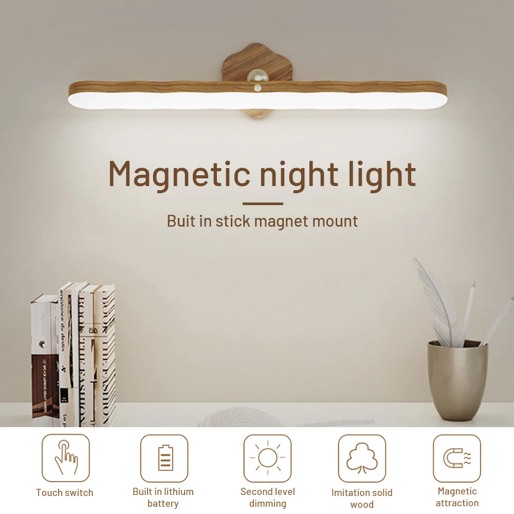 

Magnetic Cabinet Light Touch Switch Light Brightness for Livingroom Bathroom USB Charging Cabinet Lamp