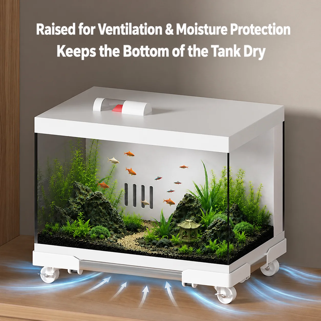 Mobile Aquarium Base Adjustable Size Fish Tank Base with Rolling Wheels Stable Support for Indoor Aquarium Maintenance