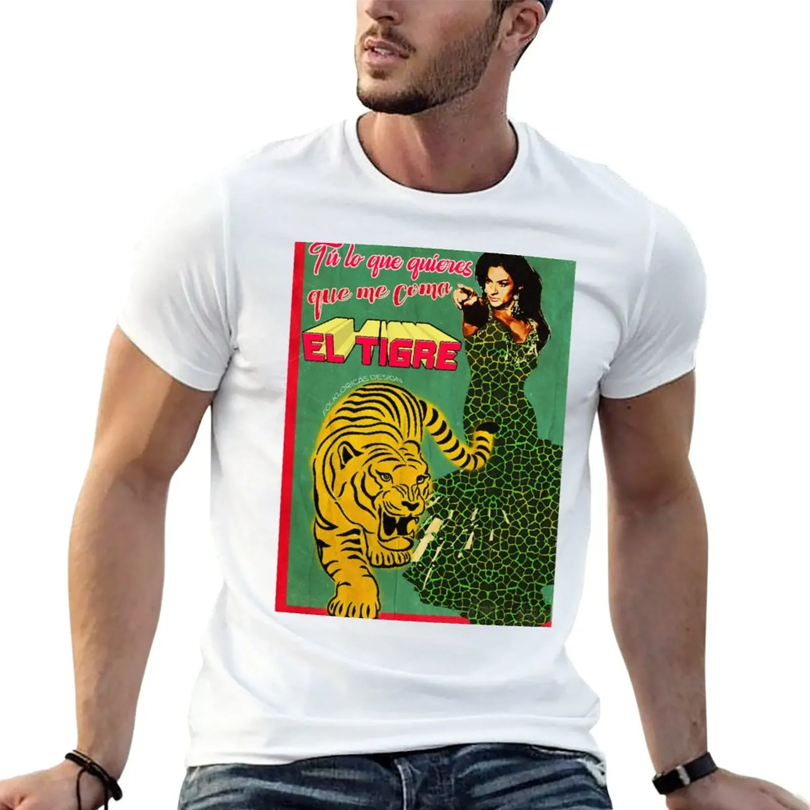 Lola Flores lassen den Tiger mich essen T-Shirt Jungen weiße Sweat Shirts T-Shirts für Männer Baumwolle