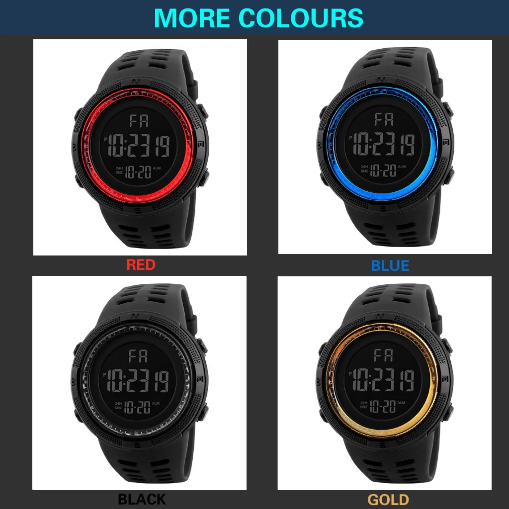 YIKAZE Men\'s Digital Watches Waterproof Outdoor Men Sports Watch Fitness Electronic Watch Military Sports Clock Kids Gifts