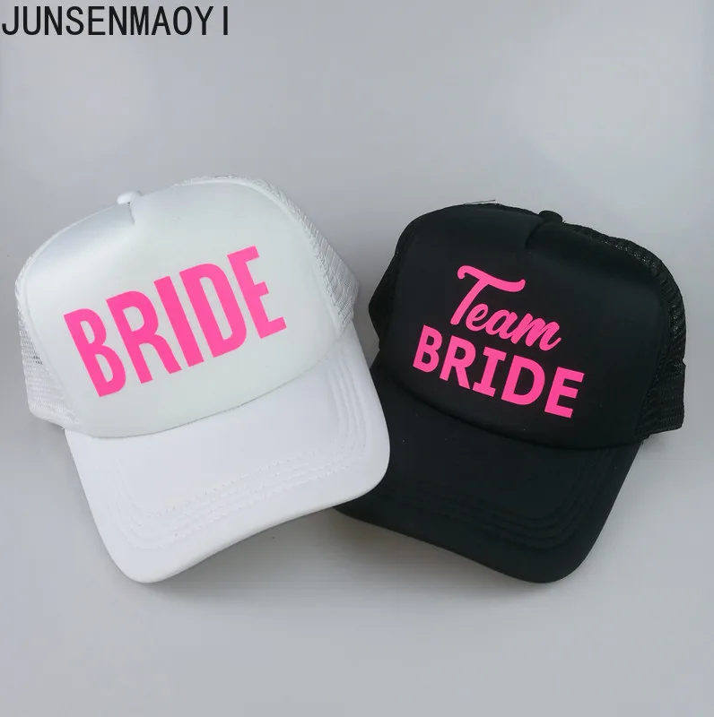 New Neon pink BRIDE TEAM BRIDE Adult Mesh Trucker Hat Cap Design Snapback Bachelorette Party Weekend Beach hats Adjustable Caps