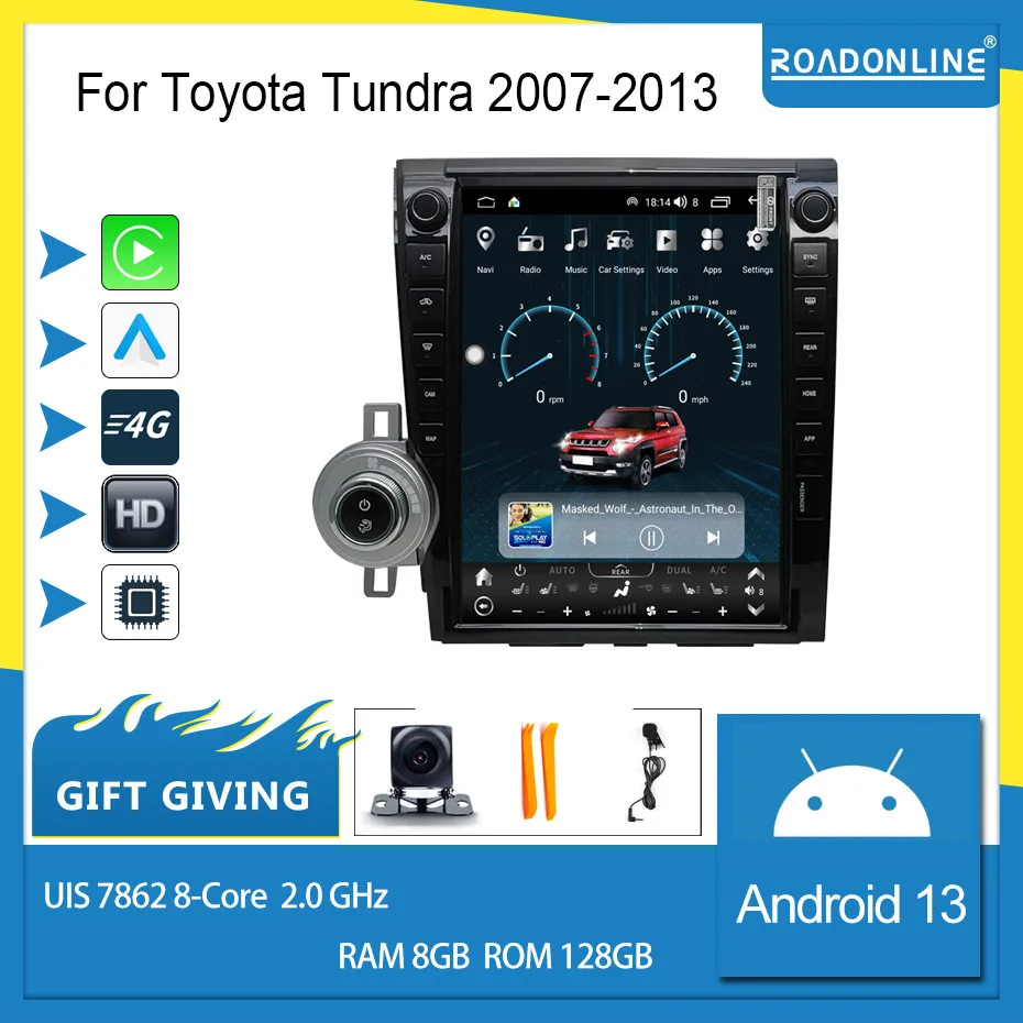 For Toyota Tundra 2007-2013 Android 13  12.1 inch UIS7862 Octa-core 8+128gb Car Navigation CarPlay Car Radio Multimedia Video