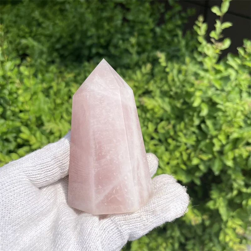 

439g Natural Pink Rose Quartz Crystal Obelisk Wand Point Healing