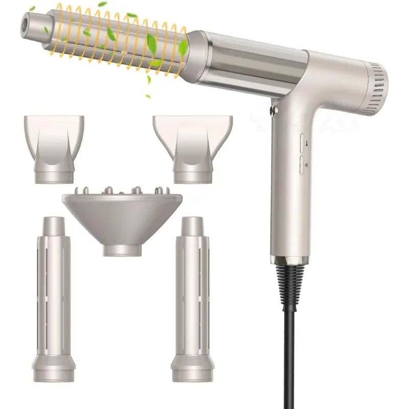 

High-Speed Hair Styler and Drying Brush - 110000 RPM Hot Air Brush with Diffuser, Concentrator Attachment, and Oval Curling Wand