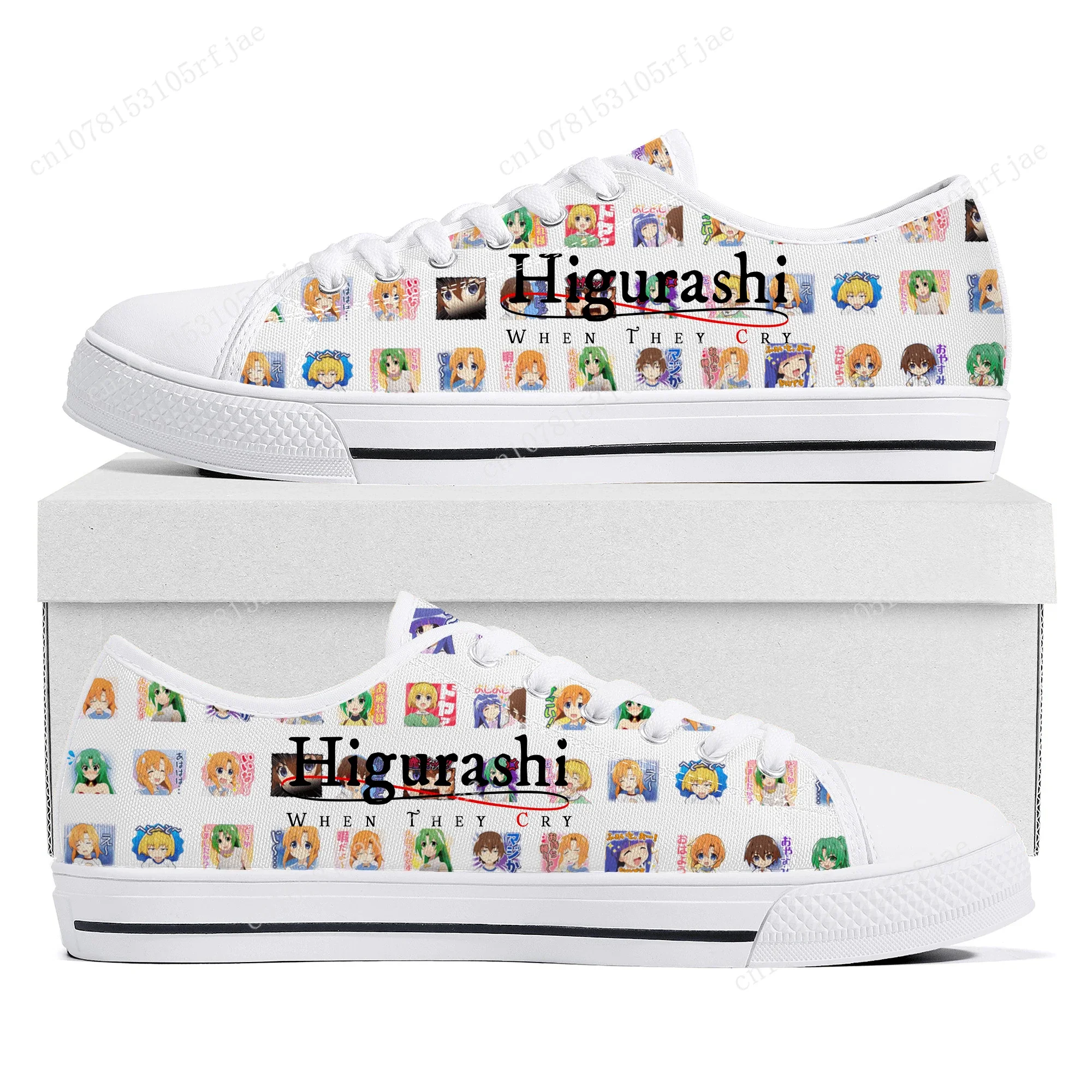 Higurashi sepatu Sneakers atasan rendah untuk pria wanita, sepatu kets kanvas kualitas tinggi, sepatu Game kartun berkualitas tinggi, sepatu pasangan kustom untuk pria dan wanita