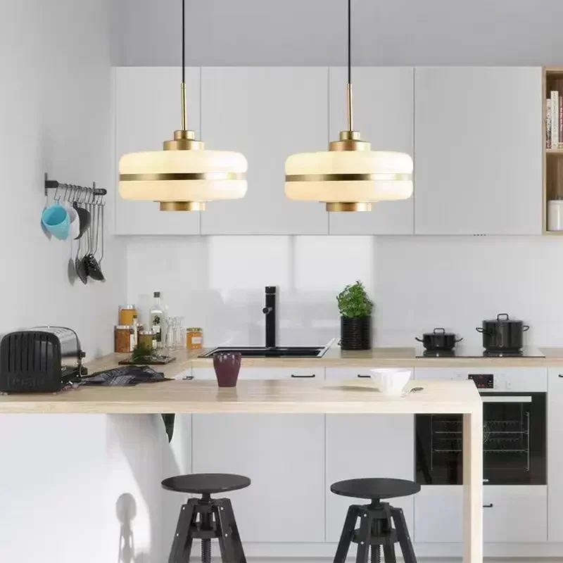 Milky Glass Pendant Light Ceiling Hanging Lamps Suspension for Kitchen Dining Living Room