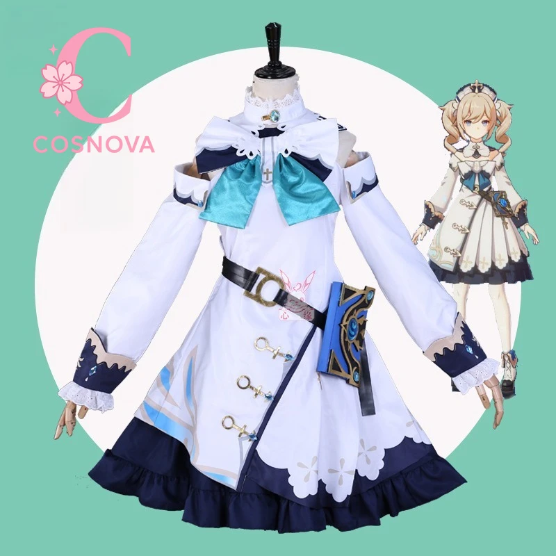 

Genshin Impact Barbara Mondstadt Cosplay Costume Anime Game Character Full Set Cute Idol Dress Outfit for Women