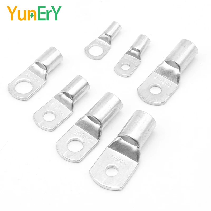 10/25/50 PCS SC6 SC10 SC16 SC25 SC35 SC50 Terminals 10-50 MM ² Cable Lug Wire Connector Thick Tinned Solder Lug 10-1/0 AWG