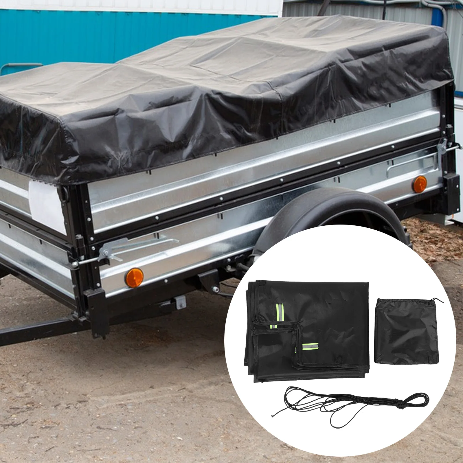 

Heavy Duty Utility Trailer Cover Oxford Fabric Foldable Waterproof For Pickup Truck Bed Wagon All Weather Tricycle Cover Outdoor