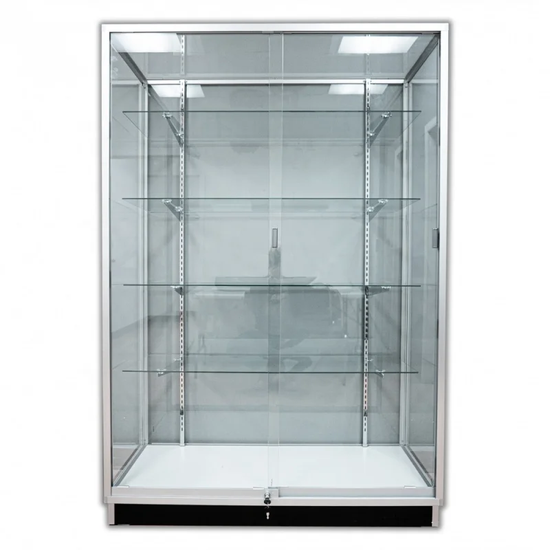 

custom.KEWAY Economy Silver Framed Upright Wall Glass Display Showcase Glass Wall Trophy Cabinet