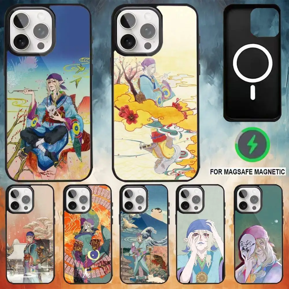 Аниме-чехол M-Mononoke K-Kusuriuri для iPhone 17, 16, 15, 14, 13, 12, Plus, Pro, Max с поддержкой магнитной беспроводной зарядки Magsafe.