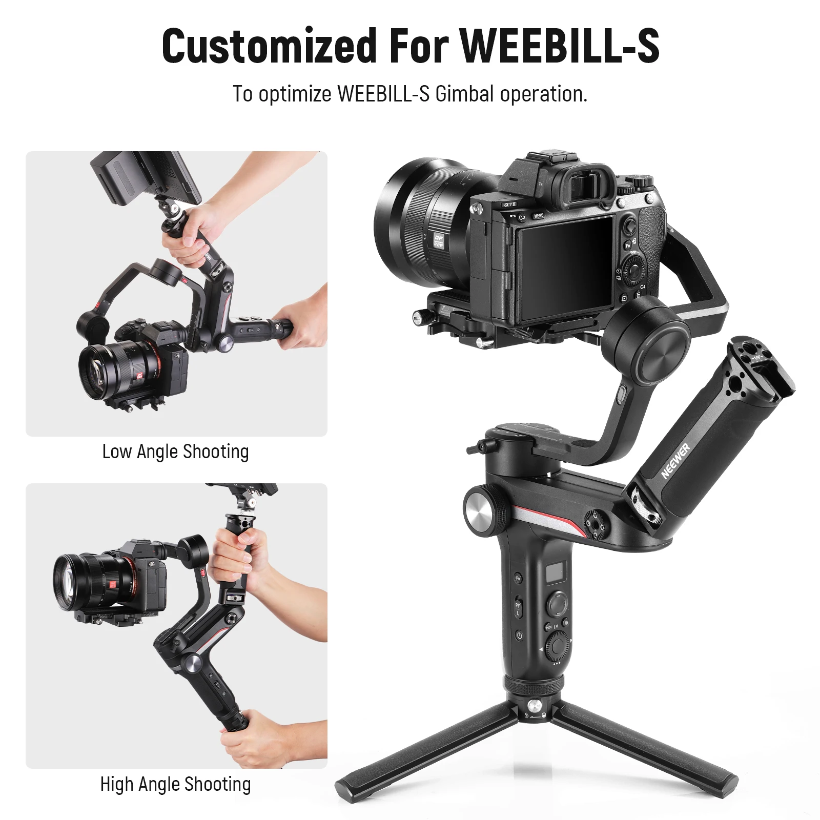 NEEWER Sling Handle Grip for WEEBILL-S Handgrip with Cold Shoe and 1/4 Thread Compatible with ZHIYUN WEEBILL-S Gimbal Stabilizer