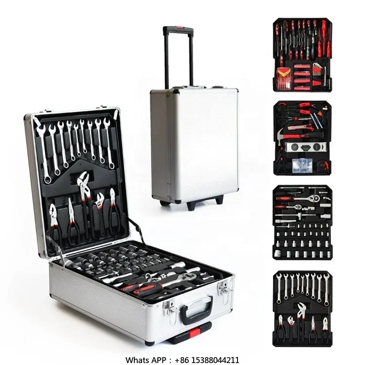 186pcs Set Power Pull Aluminum Four Layers Hardware Combination Auto Repair Household Tools Socket Set Box Tool Set