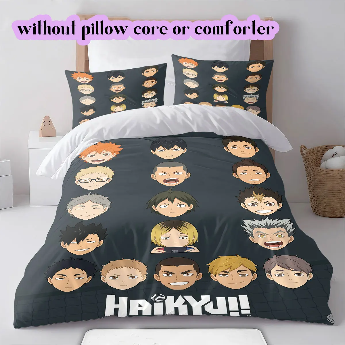 Haikyu Cool Printed Anime Duvet Cover Bedding Set 3 Piece Cartoon Quilt Cover Pillowcases Bedroom Decor Collection_LIAN