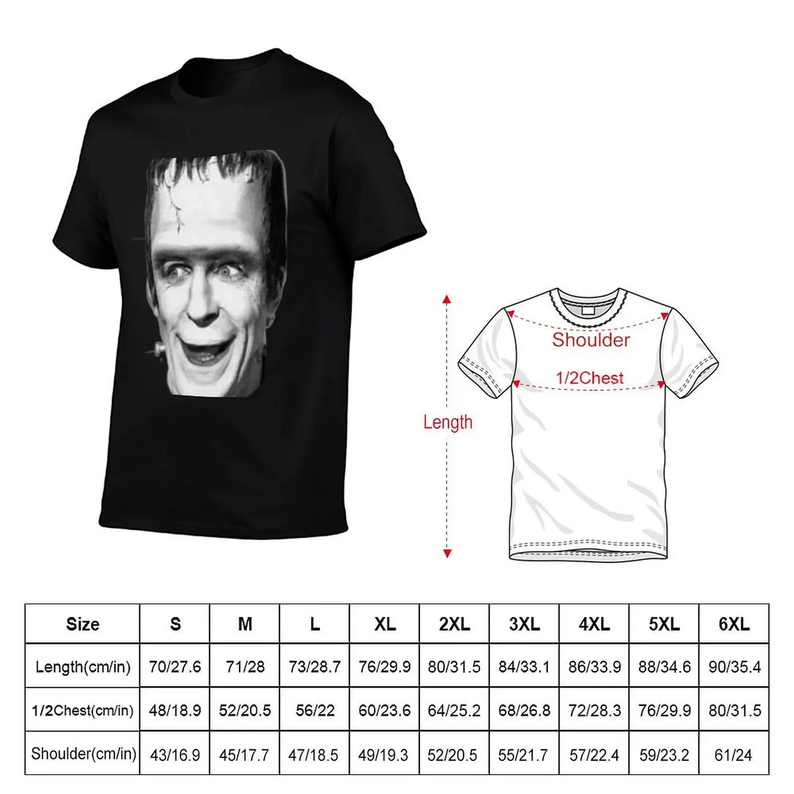 Herman Munster funny motive T-Shirt graphics man t shirt Aesthetic clothing vintage graphic tee workout shirts for men