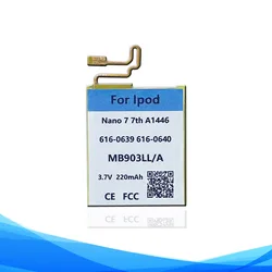 Original Replace 220mAh 616-0639 616-0640 Battery For Apple iPod Nano 7th 7G 7 Gen Nano7 A1446 MP3 MP4 Batterie Accumulator AKKU
