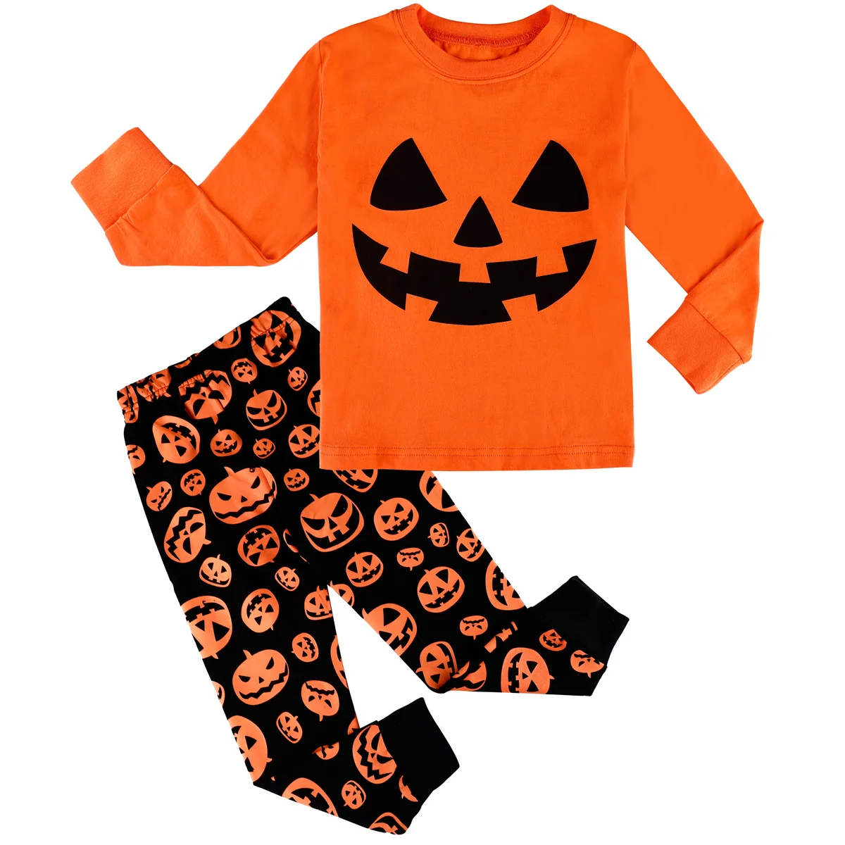 

Men's and women's pumpkin Halloween suit, long sleeve suit, 2 pieces