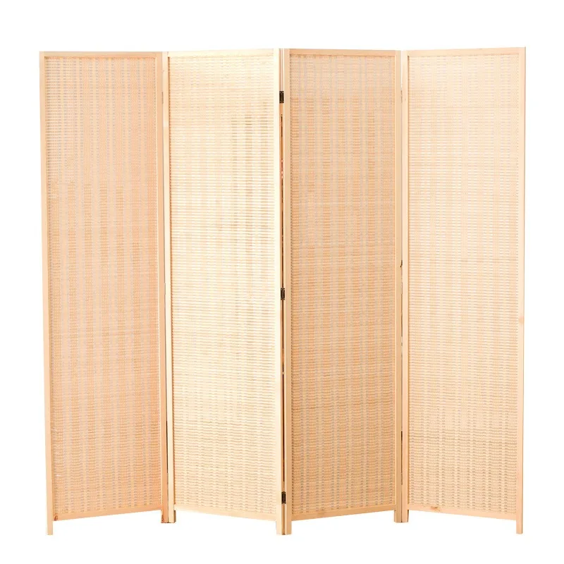 

Chinese 150cm 4 Panels Bamboo Room Divider Screen Partition Modern bamboo Folding Brief Hanging Cutout Curtain Home Decoration