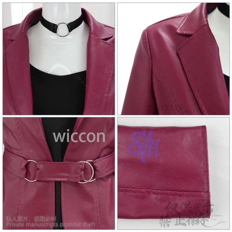 Maria-Disfraz de Anime Game Hill 2, chaqueta de PU, abrigo largo, vestido negro Sexy, pelucas góticas para fiesta de Navidad y Halloween, personalizado