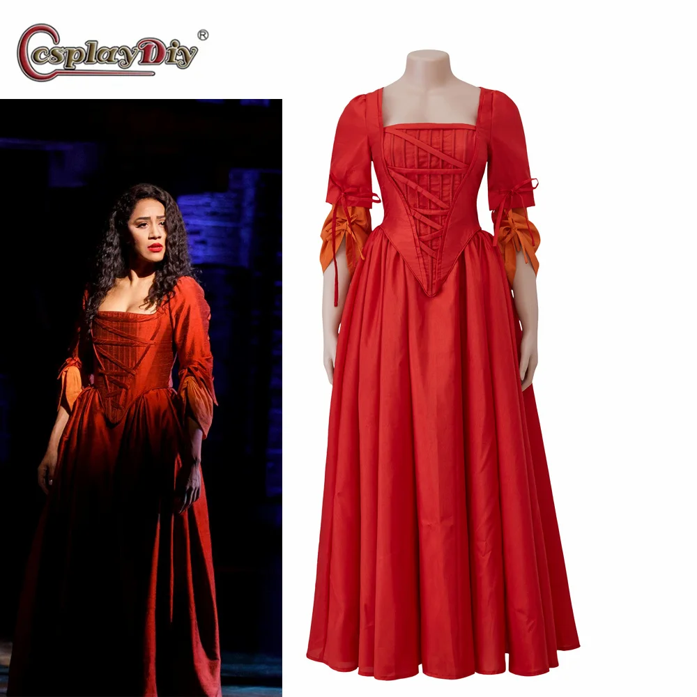 Hamilton Maria Reynolds Cosplay Costume Medieval Dress Rock Opera Musical Costume Red Broadway Dress Halloween suit