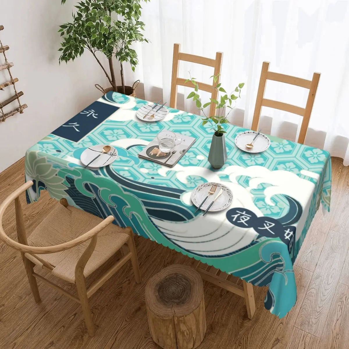 Customized Rectangular Fitted Yashahime Towa Sesshoumaru Table Cloth Waterproof Tablecloth Outdoor 40