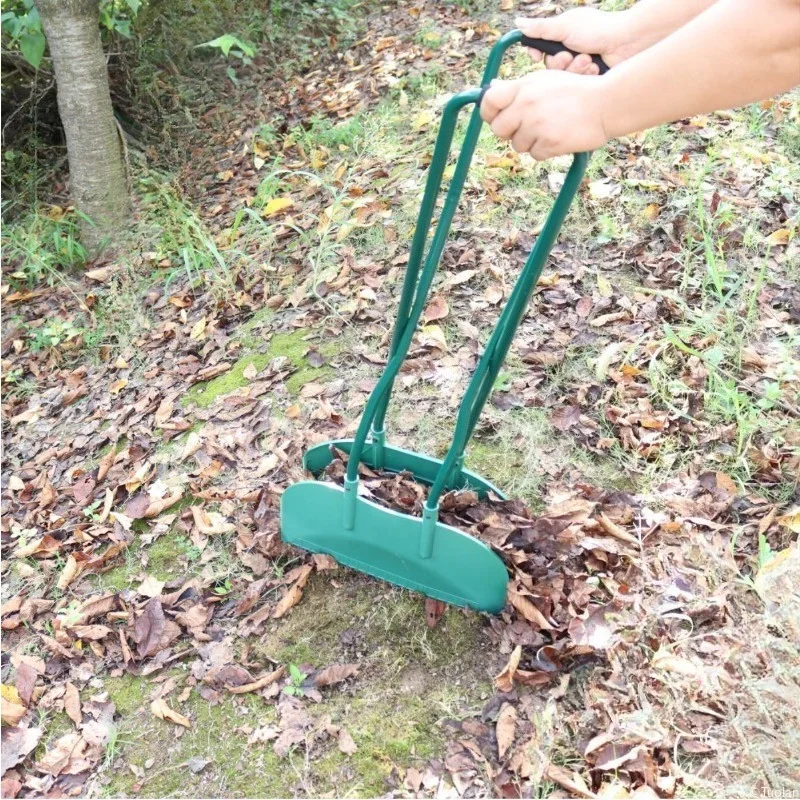 Garden Leaf Rake, Heavy Duty Grass Rake for Lawn & Dead Leaves, Gardening Tool with Long Wooden Handle