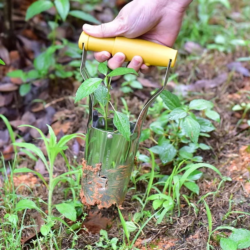 Stainless Steel Seeder Excavator Horticultural Wood Handle Hole Drilling Seedling Transplanting Flower Planting Seedling Planter