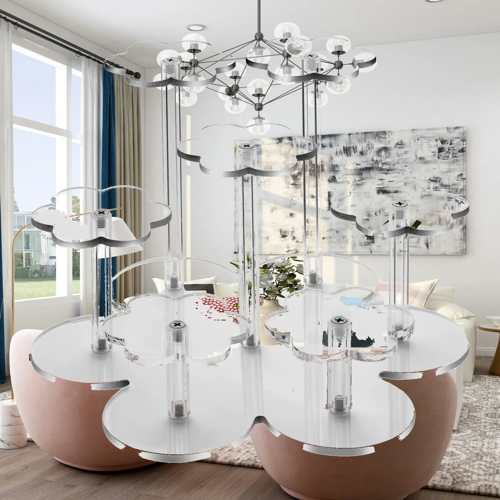7 Tier Mini Acrylic Display Riser Stand Rack for Jewelry Rings Watches Bracelets Cupcake Dessert Cosmetic Action Figures