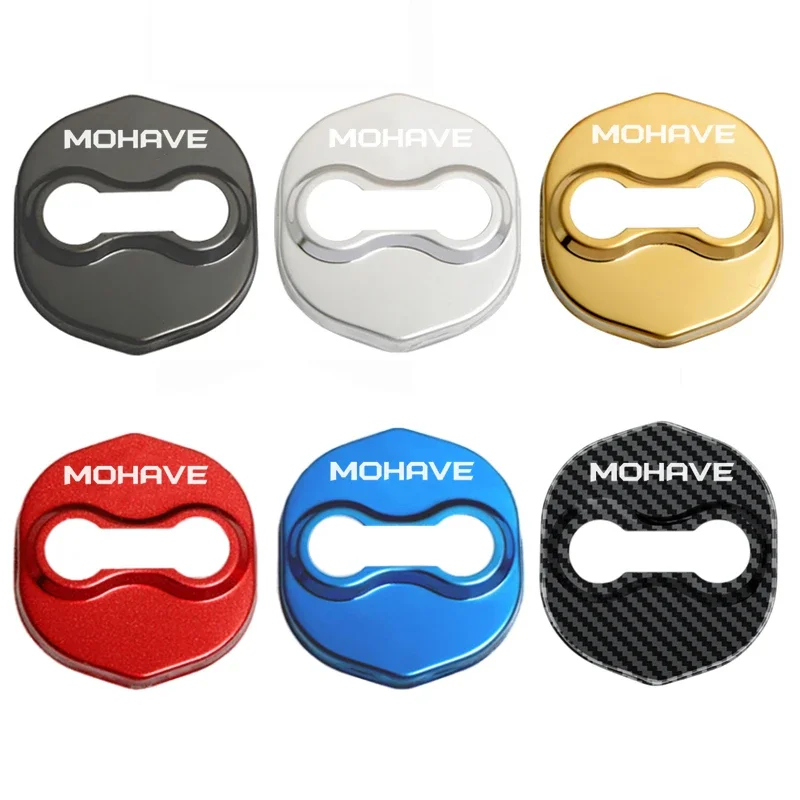 4pcs/lot Car Door Lock Cover Protective Stickers Anti-rust Case Buckle Accessories for KIA Mohave Logo Auto Styling Decoration