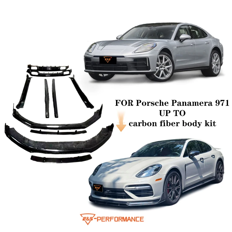 Car Body Kit Modification for Porsche Panamera 971 Upgrade to Carbon Fiber Body Kit Front Lip Rear Diffusers Side Skirts Bodykit
