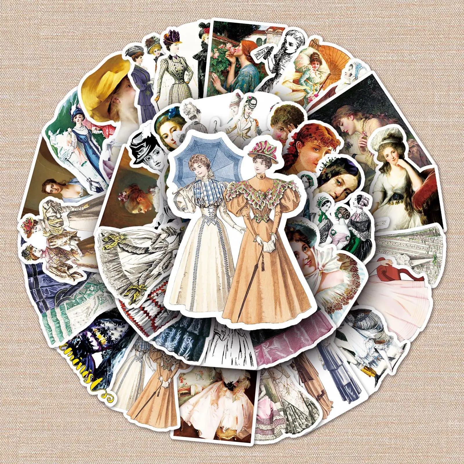 10/30/50PCS Retro European Palace Style Woman Sticker DIY Scrapbooking Collage Phone Diary Album Happy Planner Gift Decoration