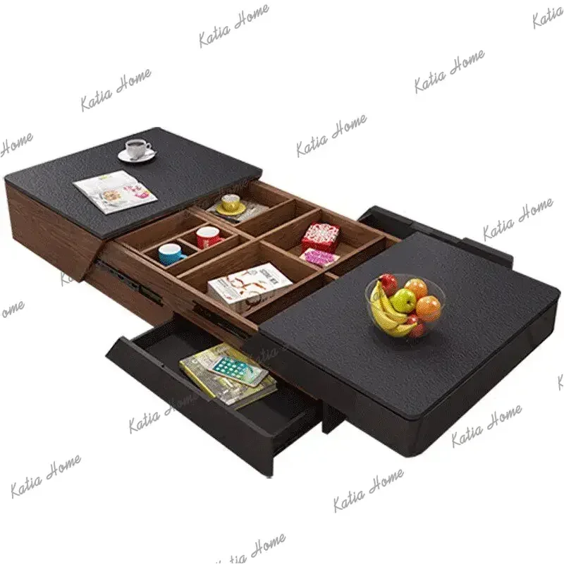 Factory Direct Extendable Walnut Coffee Tables Wood Rectangular Living Room Coffee Tables Modern Luxury Floor Mesa De Centro Sal